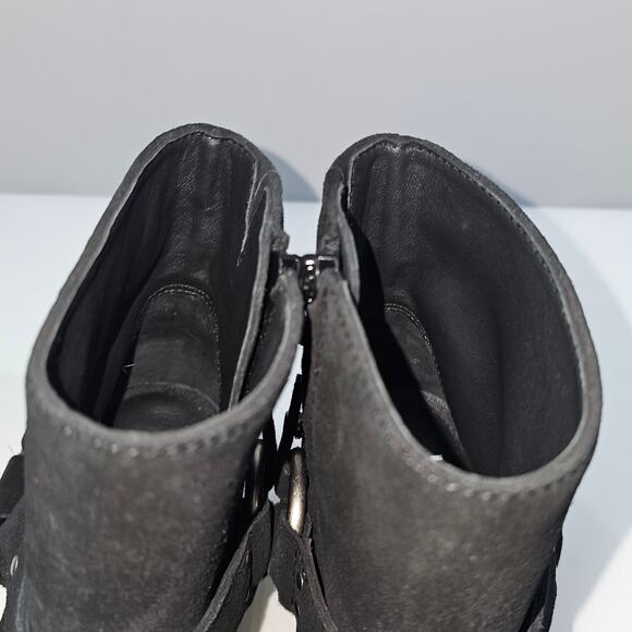 NEW Paige Edie Ankle Bootie Womens 8.5 Black Suede Harness Western Block Heel - Picture 10 of 15